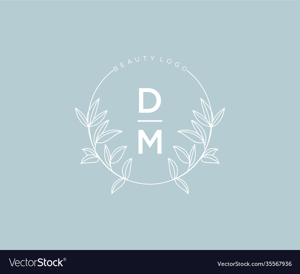 Initial dm letters beautiful floral feminine Vector Image