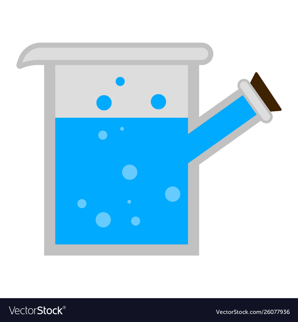 Isolated science lab flask with a liquid