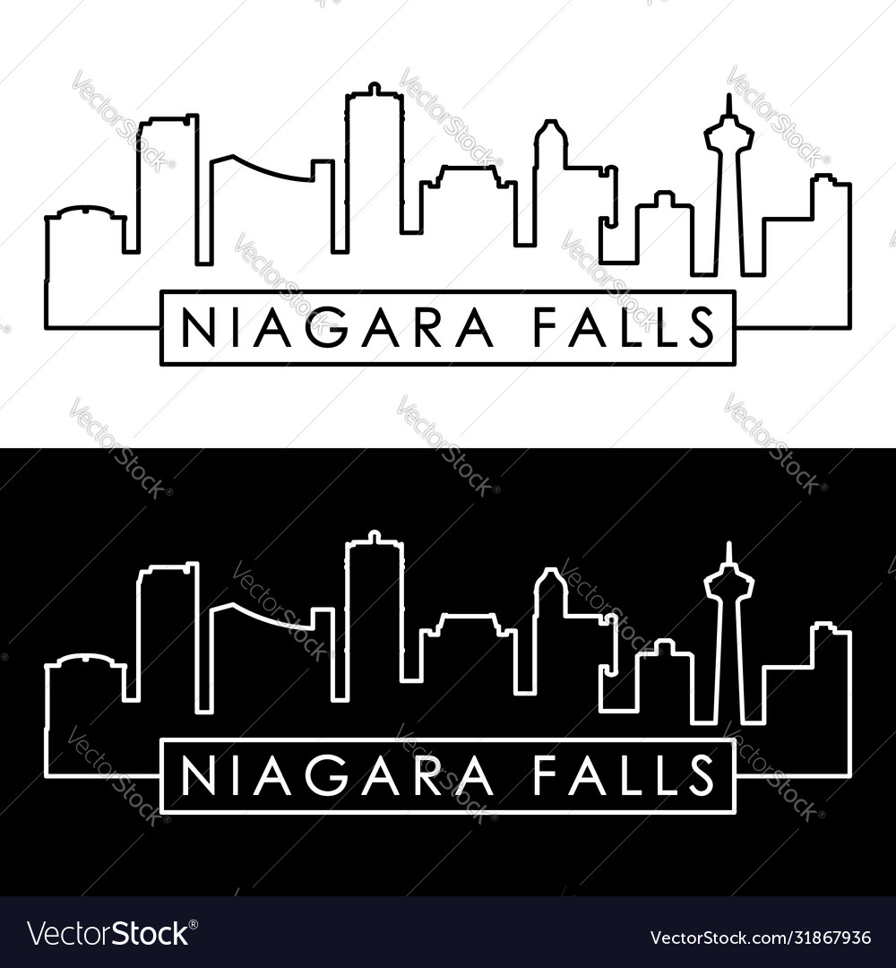 Niagara falls skyline linear style editable