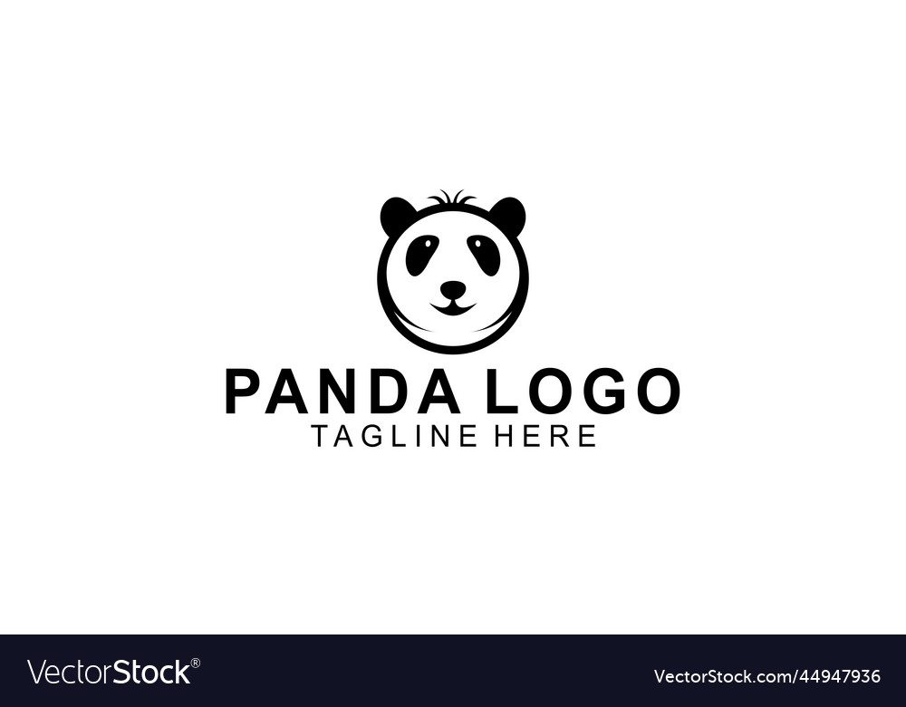 Panda bear silhouette logo design template