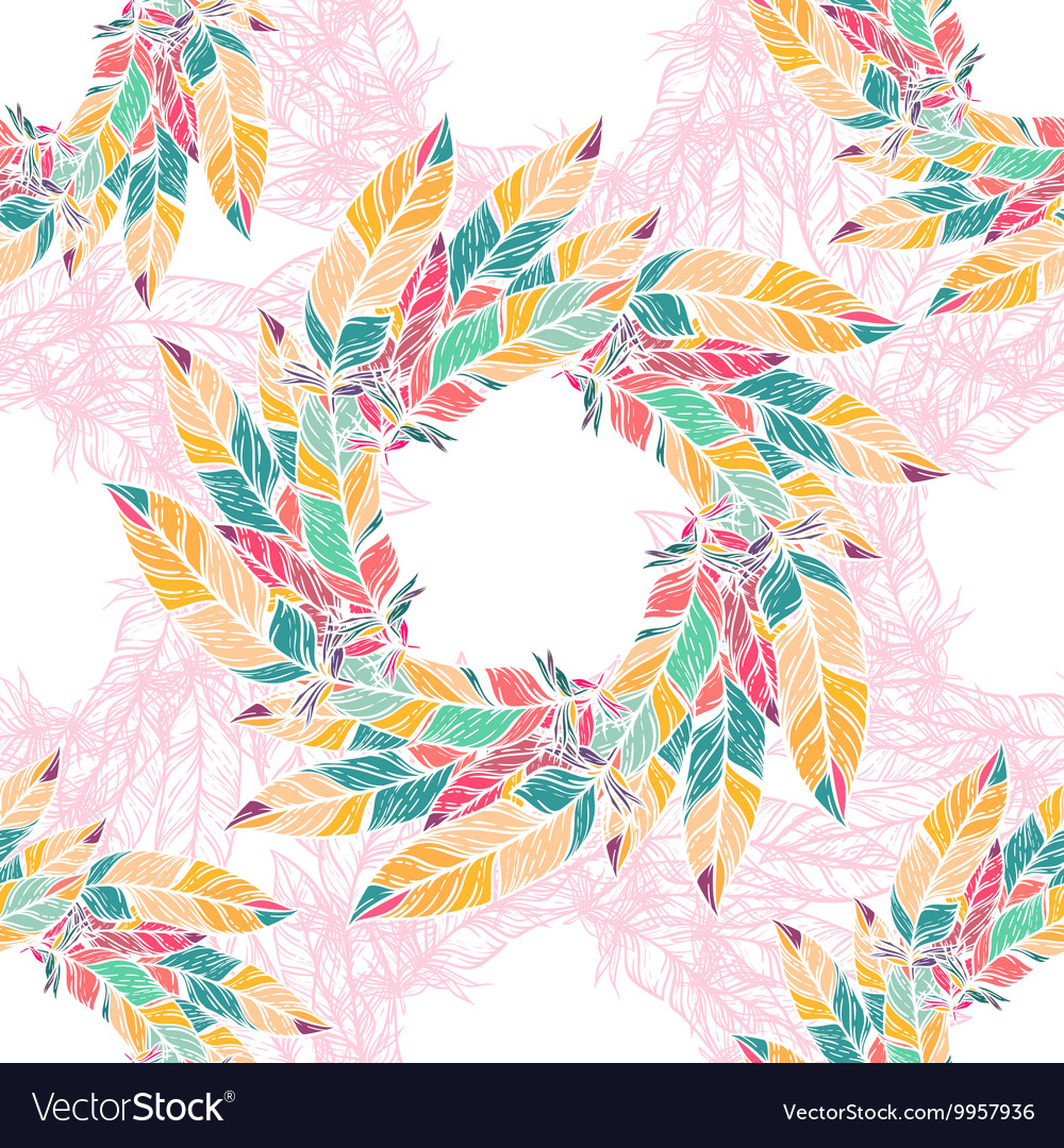 Seamless pattern in boho style round kaleidoscope