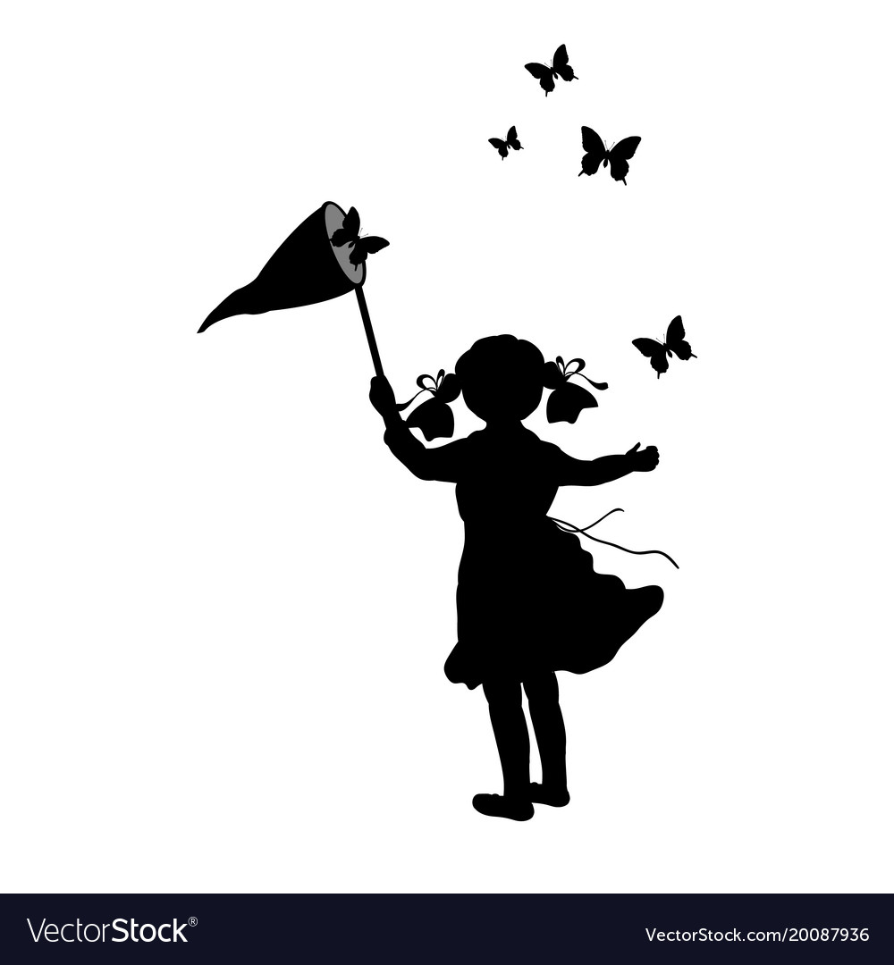 girl chasing butterfly