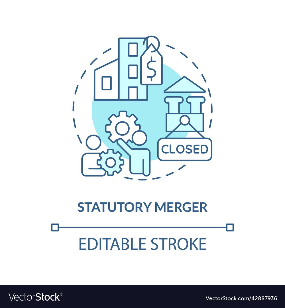 Statutory merger turquoise concept icon