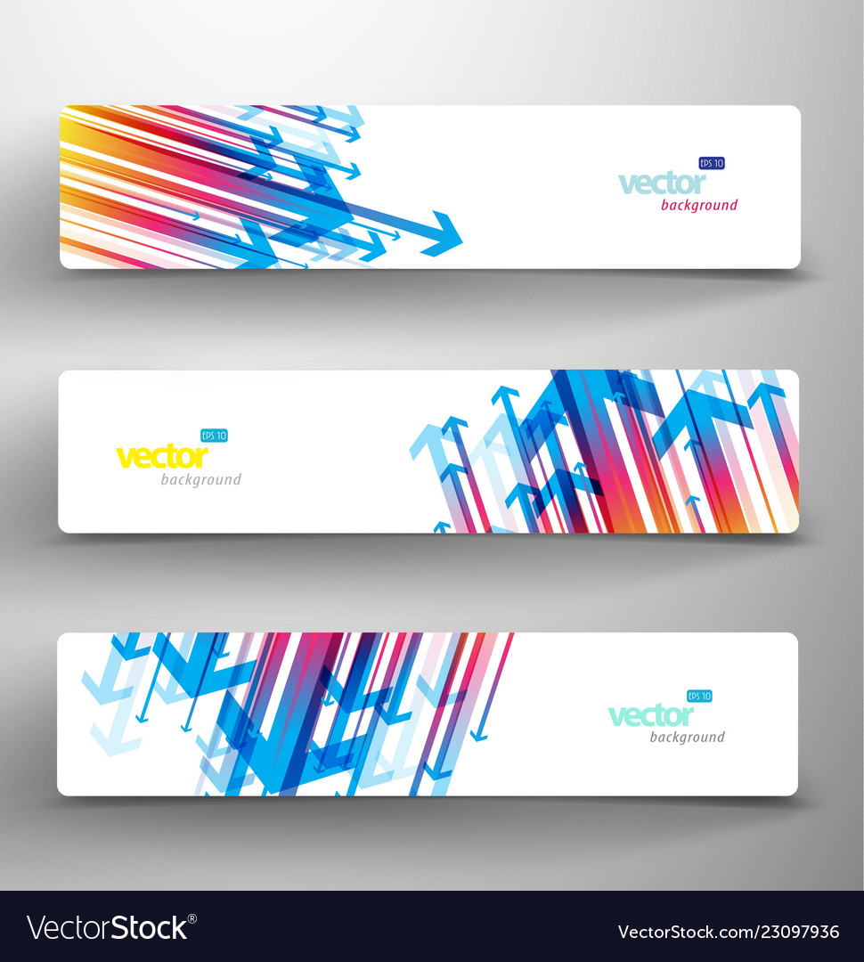 Three abstract colorful arrows background banners