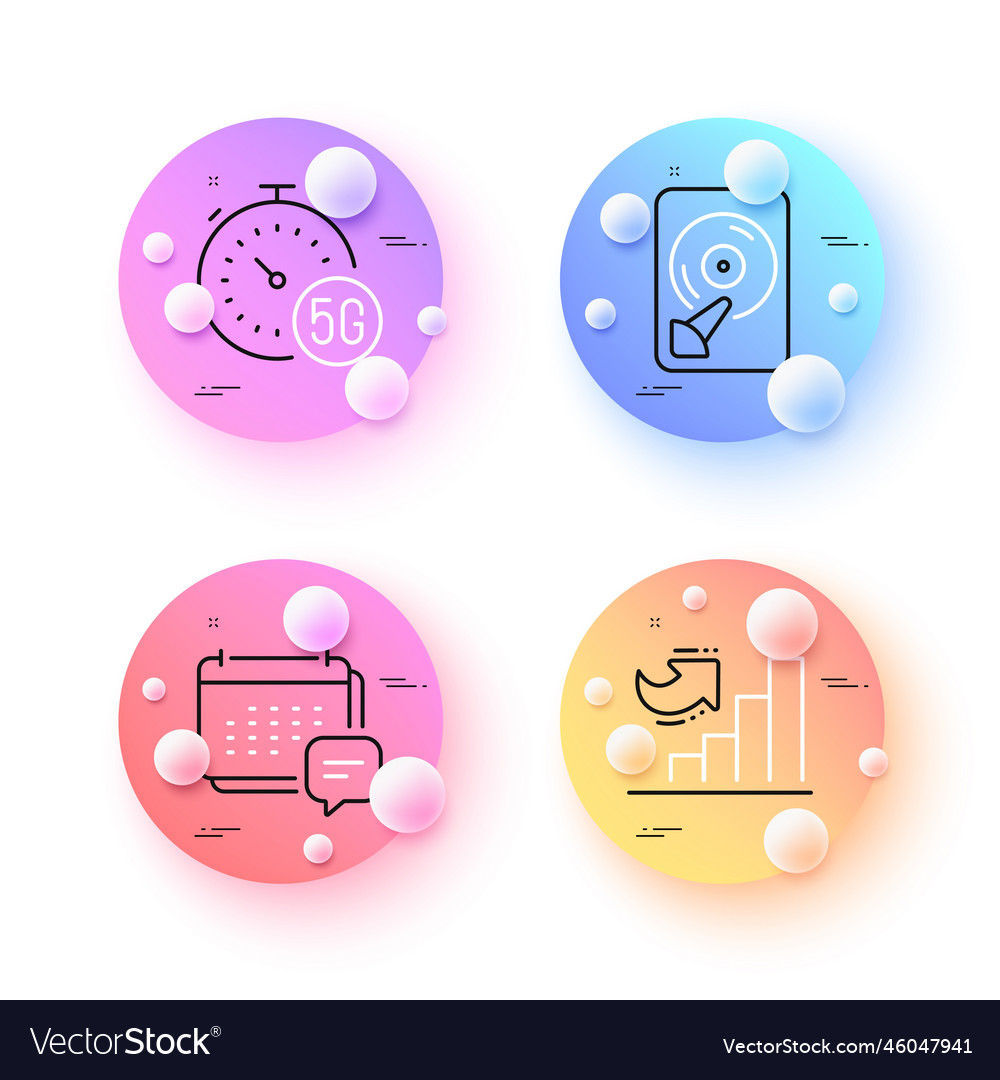 5g internet hdd and message minimal line icons vector image 5g internet hdd and message minimal line icons