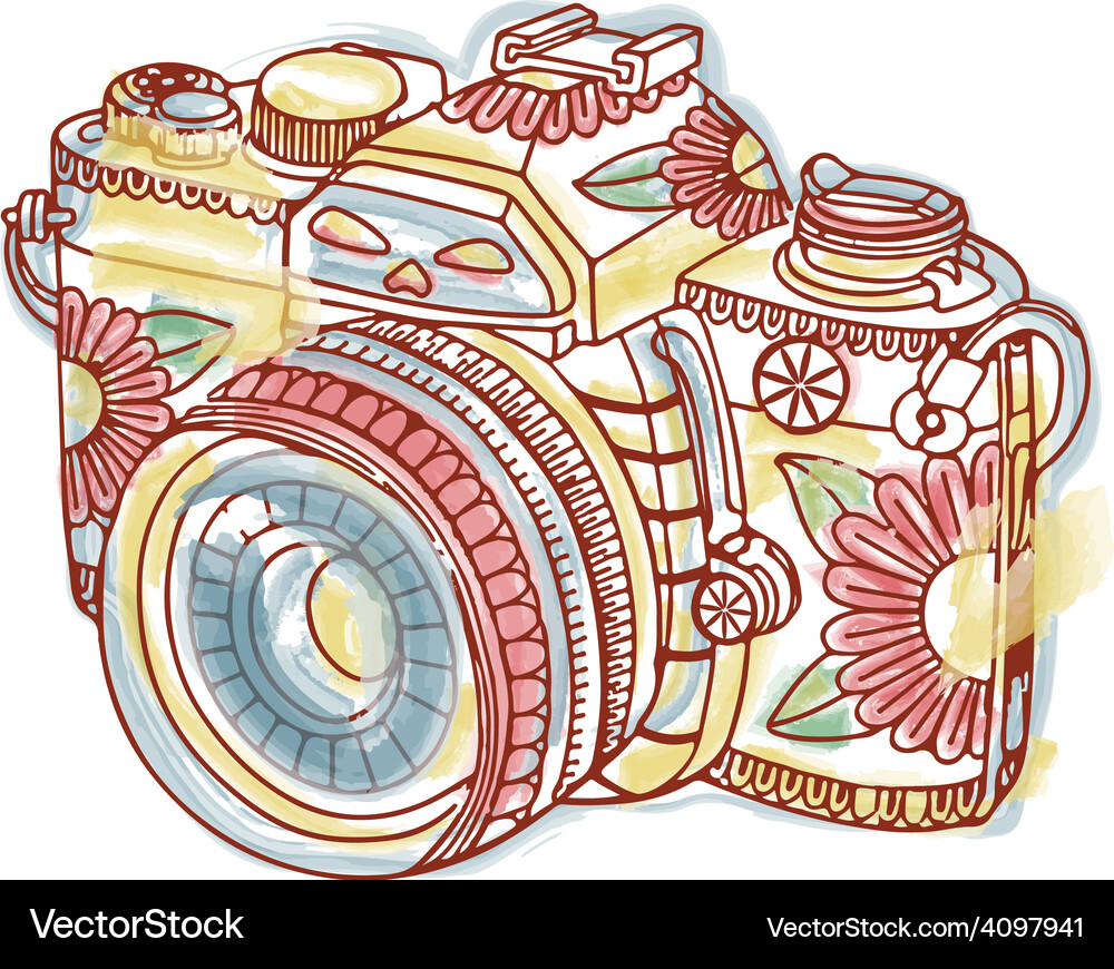 Colorful Floral Camera Royalty Free Vector Image