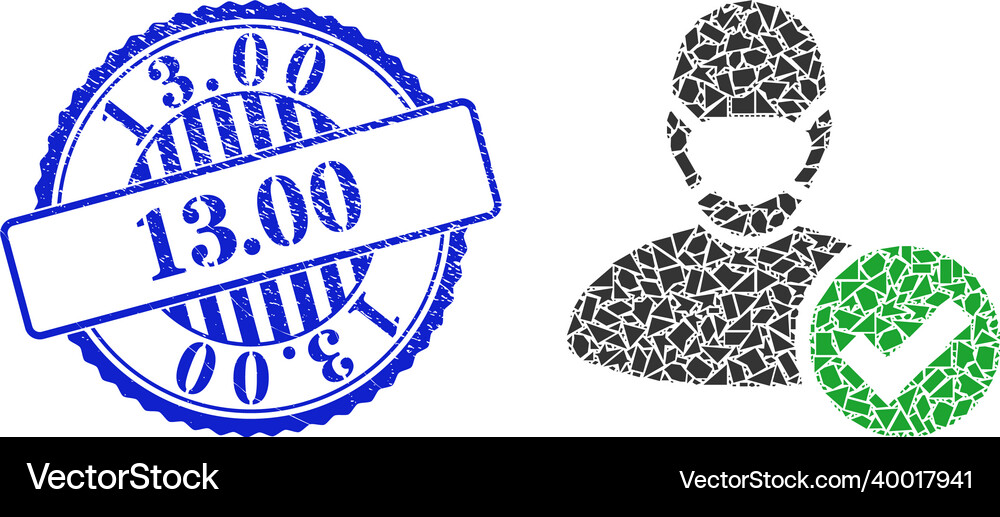 Fragment mosaic valid masked man icon with 1300 Vector Image