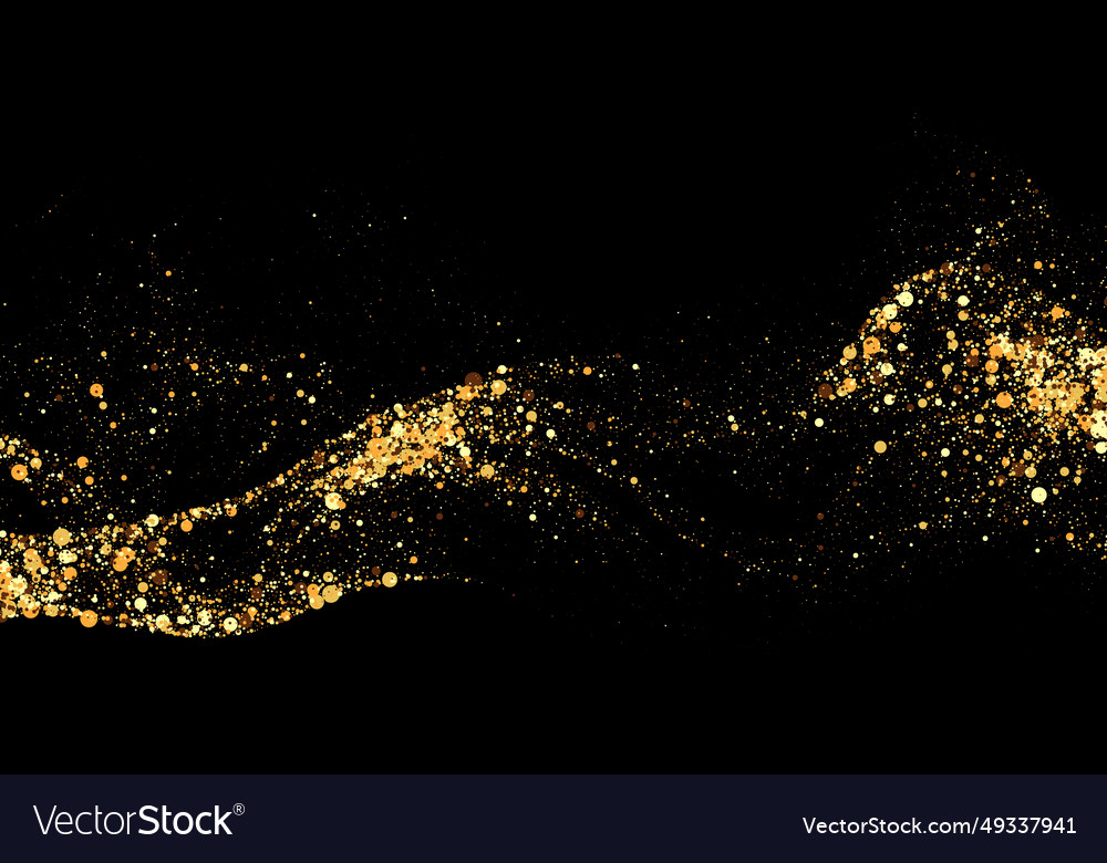 Gold glitter texture on a black background Vector Image