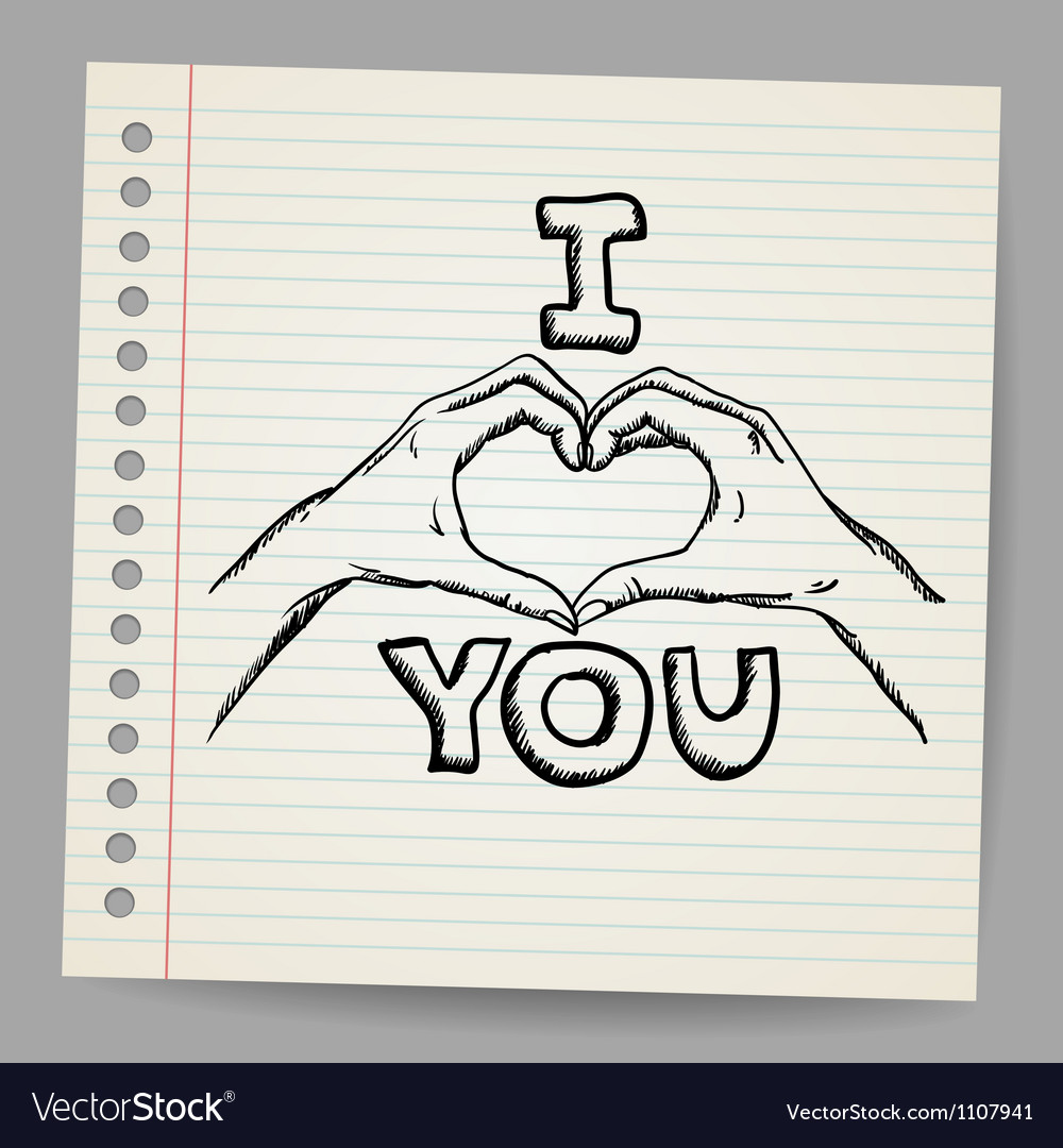 Hand-drawn valentines day love you Royalty Free Vector Image