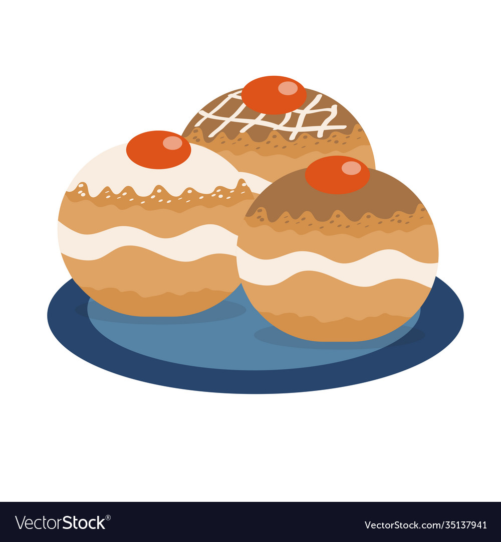 Hanukkah donuts icon flat cartoon style