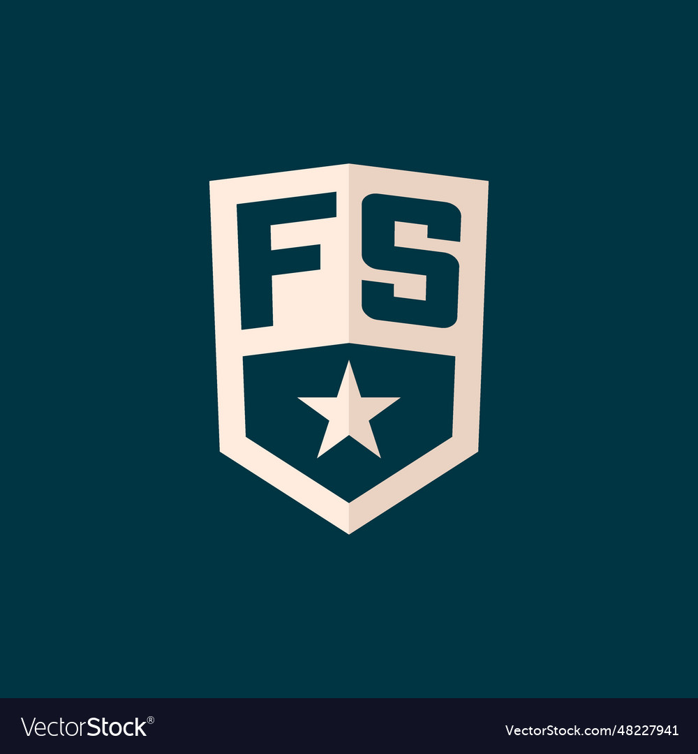 Initial fs logo star shield symbol with simple Vector Image