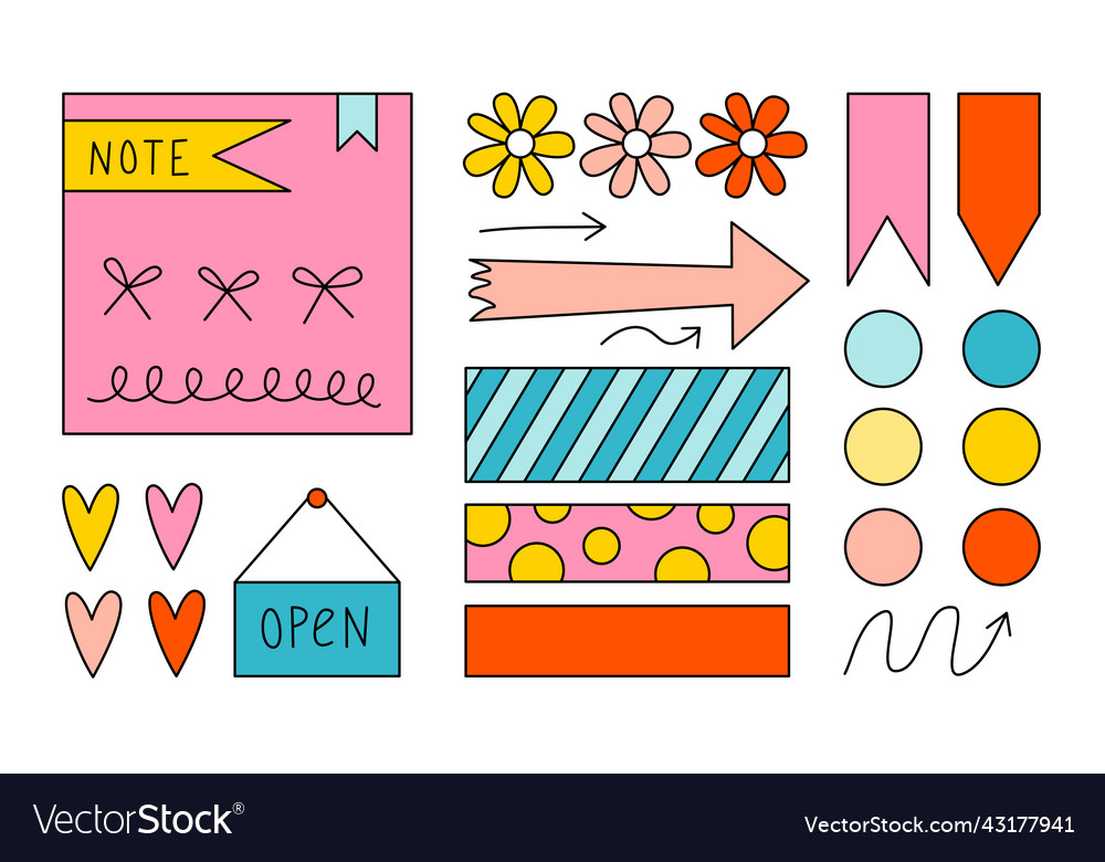 Journal signs and symbols planner clipart Vector Image