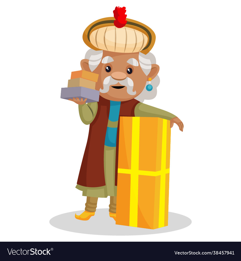 King akbar cartoon character Royalty Free Vector Image