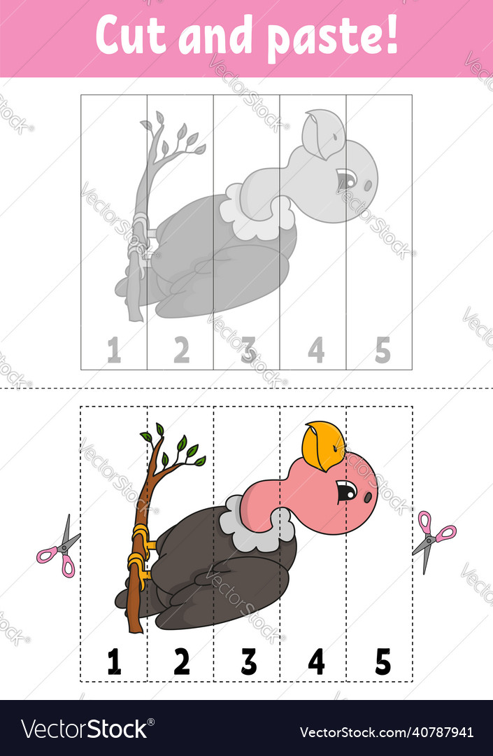 Learning numbers 1-5 cut and glue cartoon Vector Image