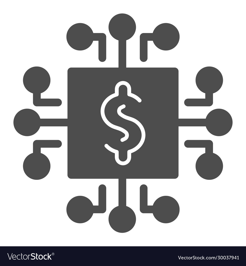 Microprocessor solid icon processor chip vector image Microprocessor solid icon processor chip