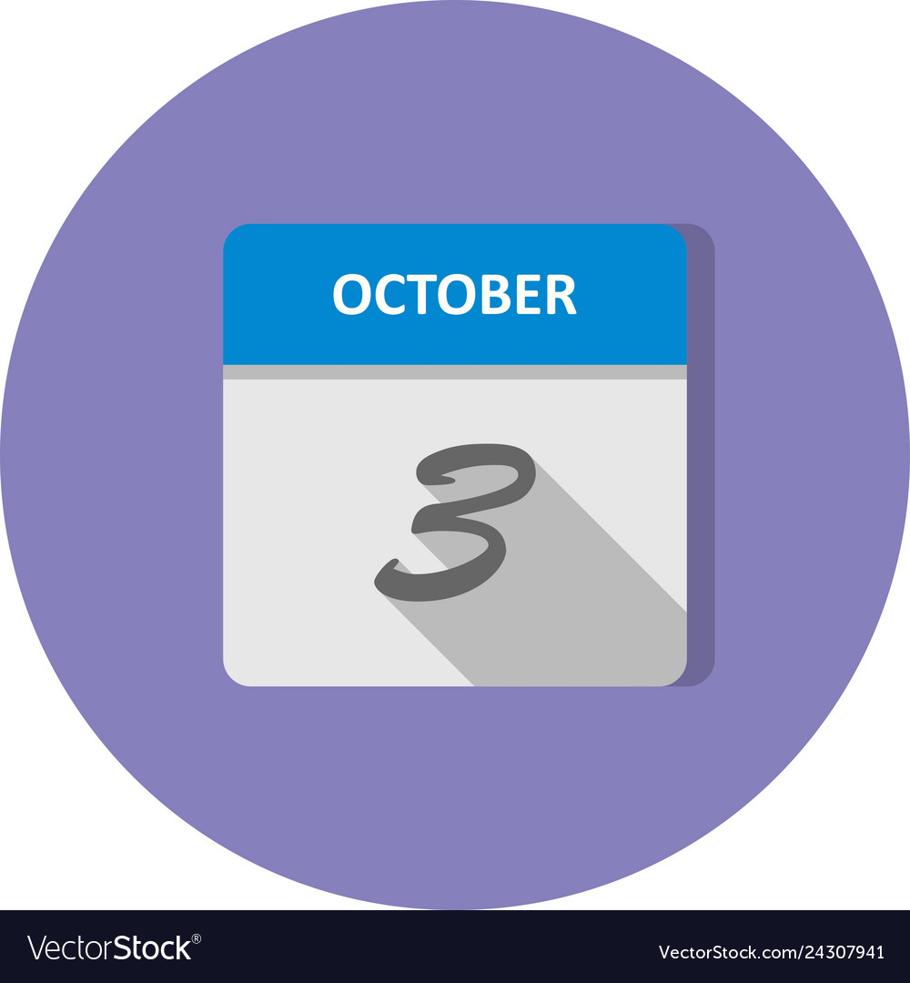 October 3rd date on a single day calendar