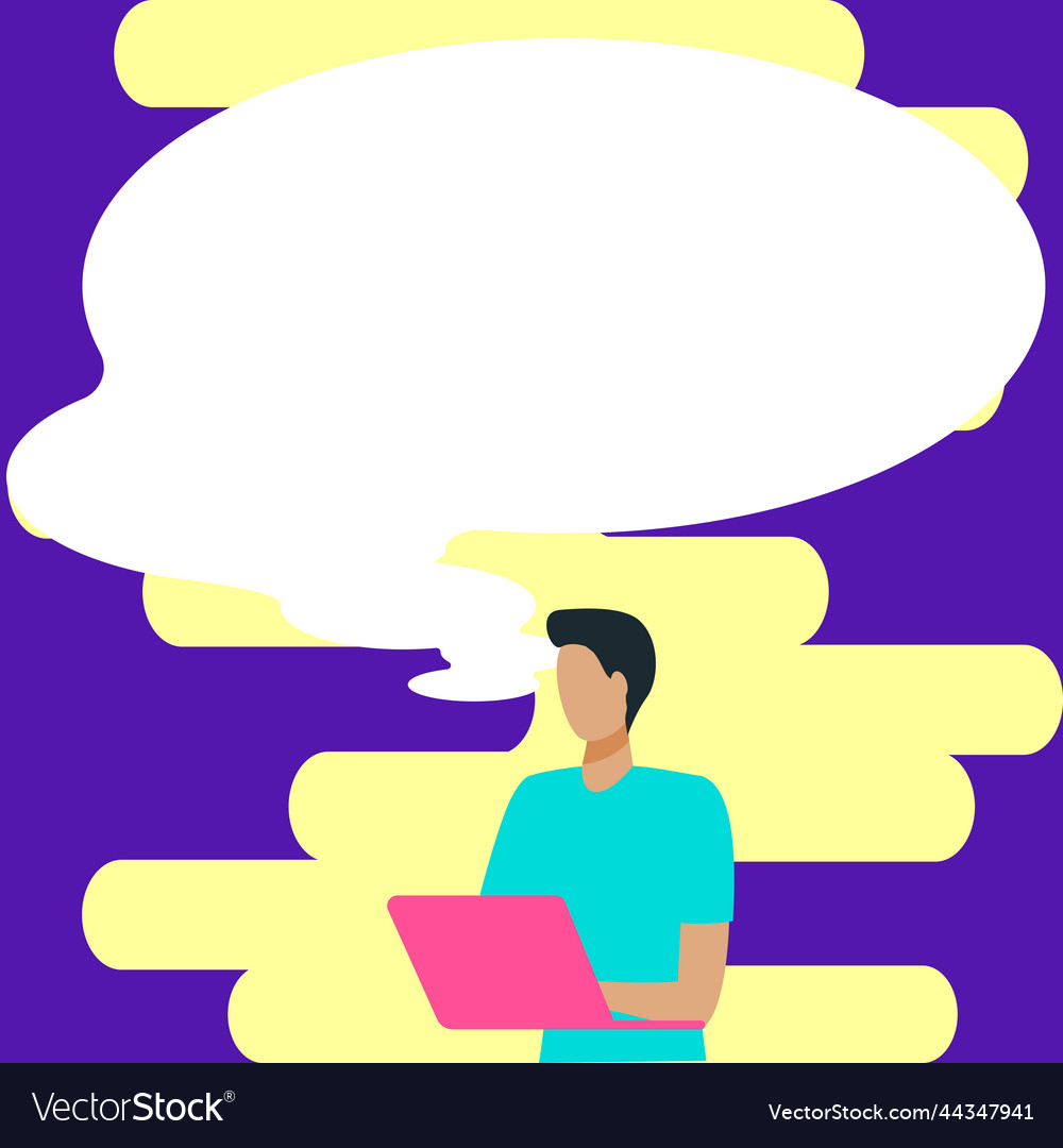 Presenter with conversation bubble showing new