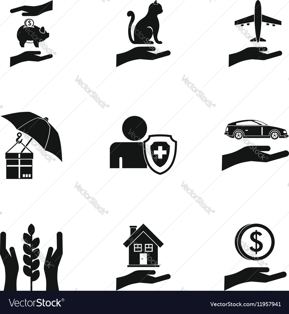 Protection icons set simple style Royalty Free Vector Image