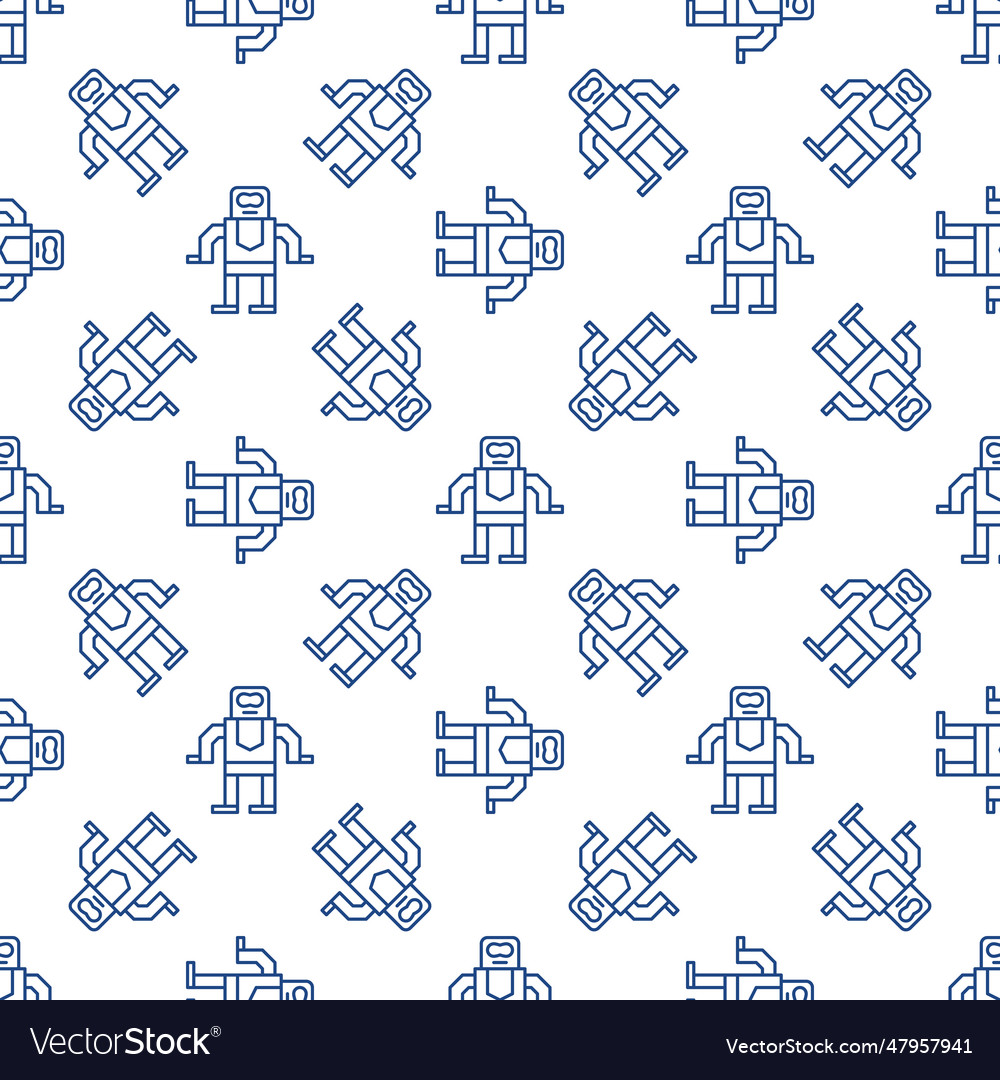 Robot concept simple outline seamless pattern vector image Robot concept simple outline seamless pattern