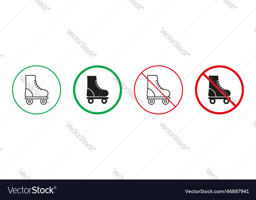 Roller skate red and green signs allowed Vector Image