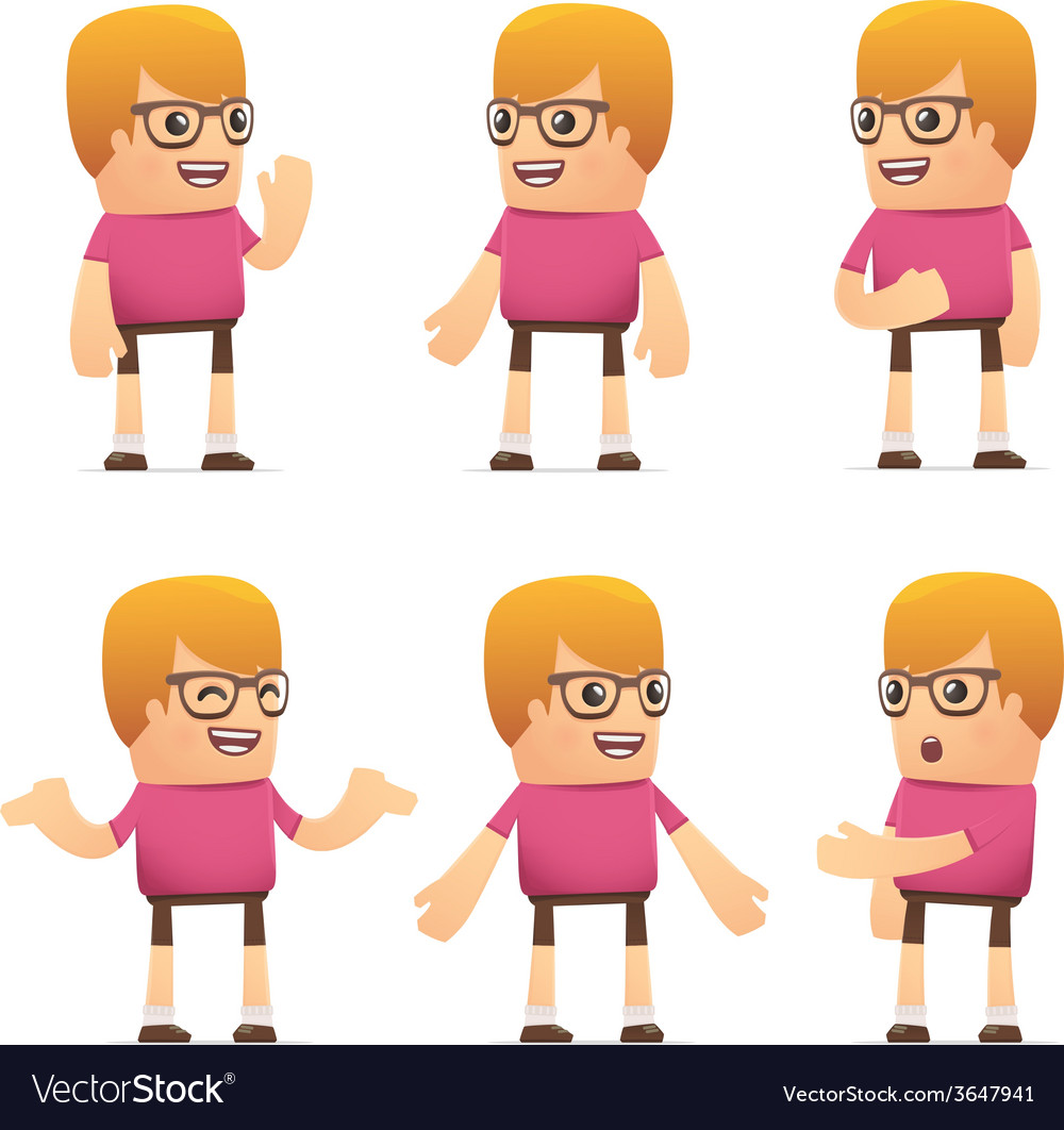 Set of dude character in different poses