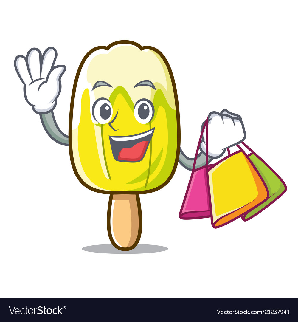 Shopping lemon ice cream character cartoon