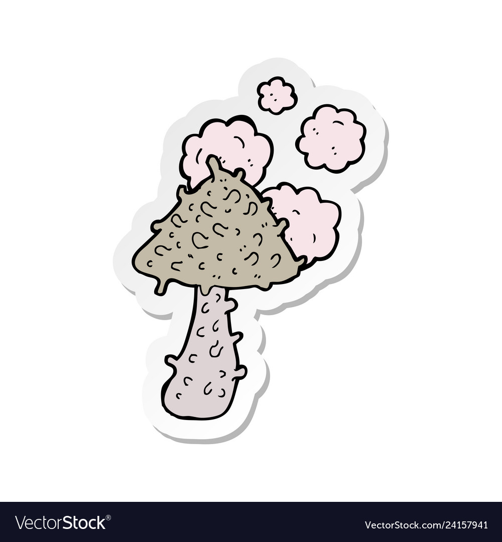 Sticker of a cartoon weird mushroom