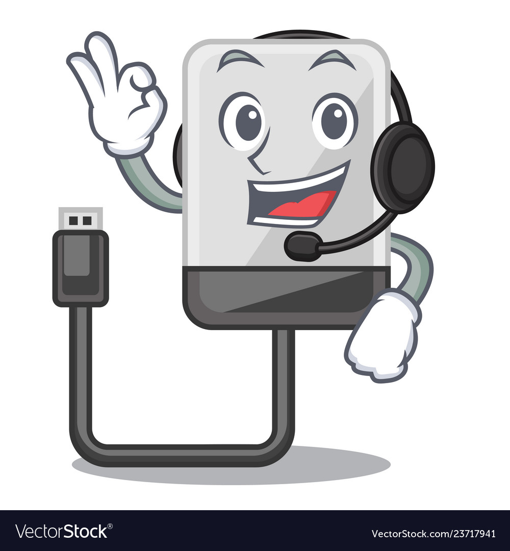 With headphone cartoon hard drive in the bag Vector Image With headphone cartoon hard drive in the bag Vector Image