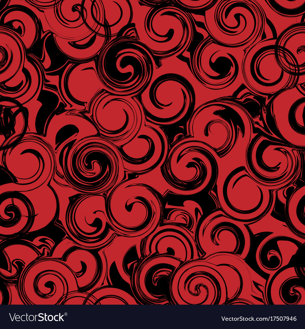 Black and red twirl seamless pattern abstract