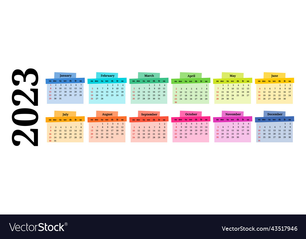 Calendar for 2023 isolated on a white background Vector Image