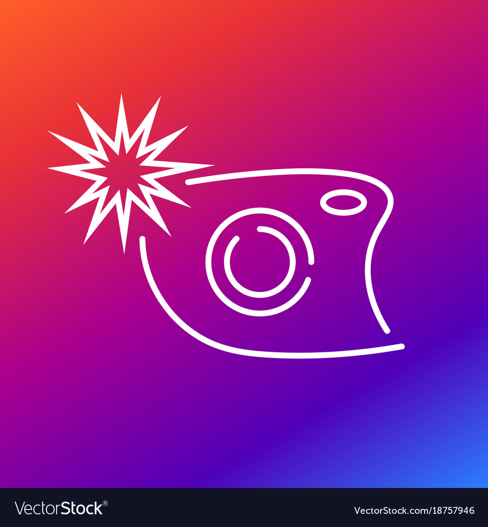 Camera icon with flash on the colored background