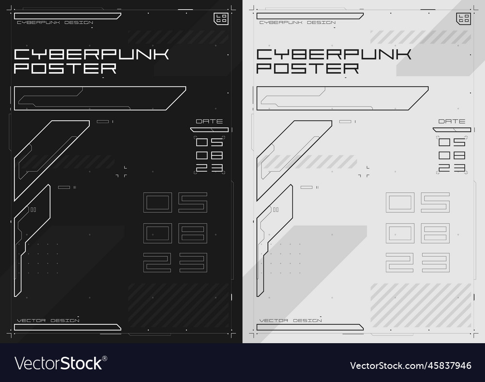 Cyberpunk futuristic poster set modern