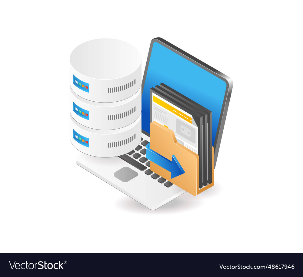 Database server computers isometric vector image Database server computers isometric