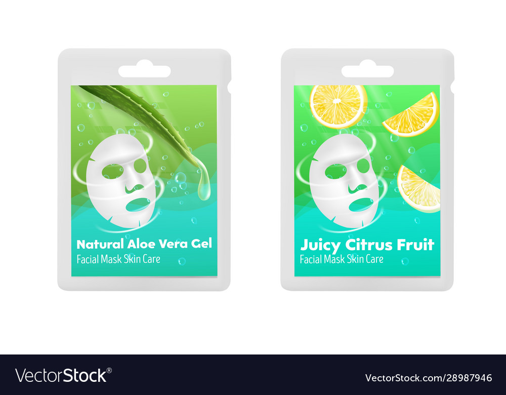 Download Facial Sheet Mask Packaging Sachet Mockup Set Vector Image