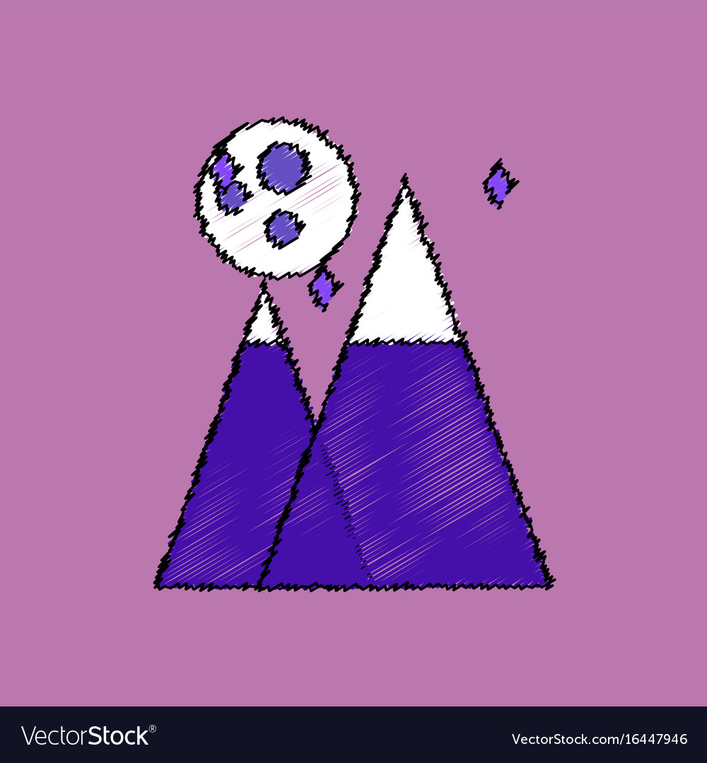 Flat icon design collection moon and pyramids