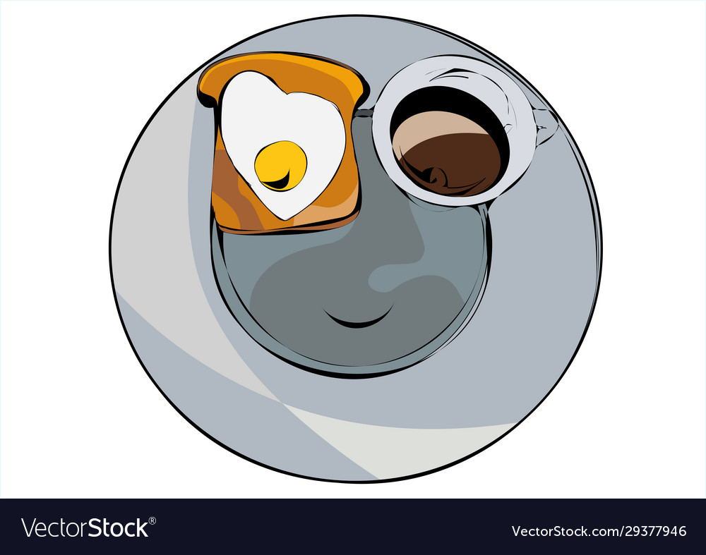 Fried egg and outline mug Royalty Free Vector Image