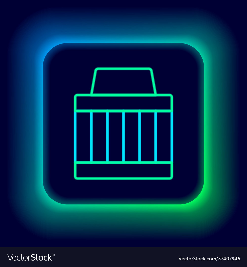 Glowing neon line car air filter icon isolated