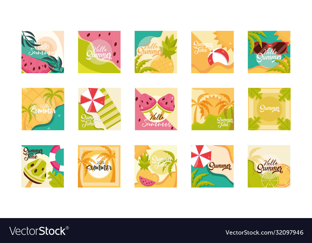 Hello summer travel and vacation season banner Vector Image