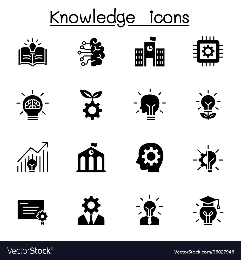 Knowledge Icons Set Graphic Design Royalty Free Vector Image