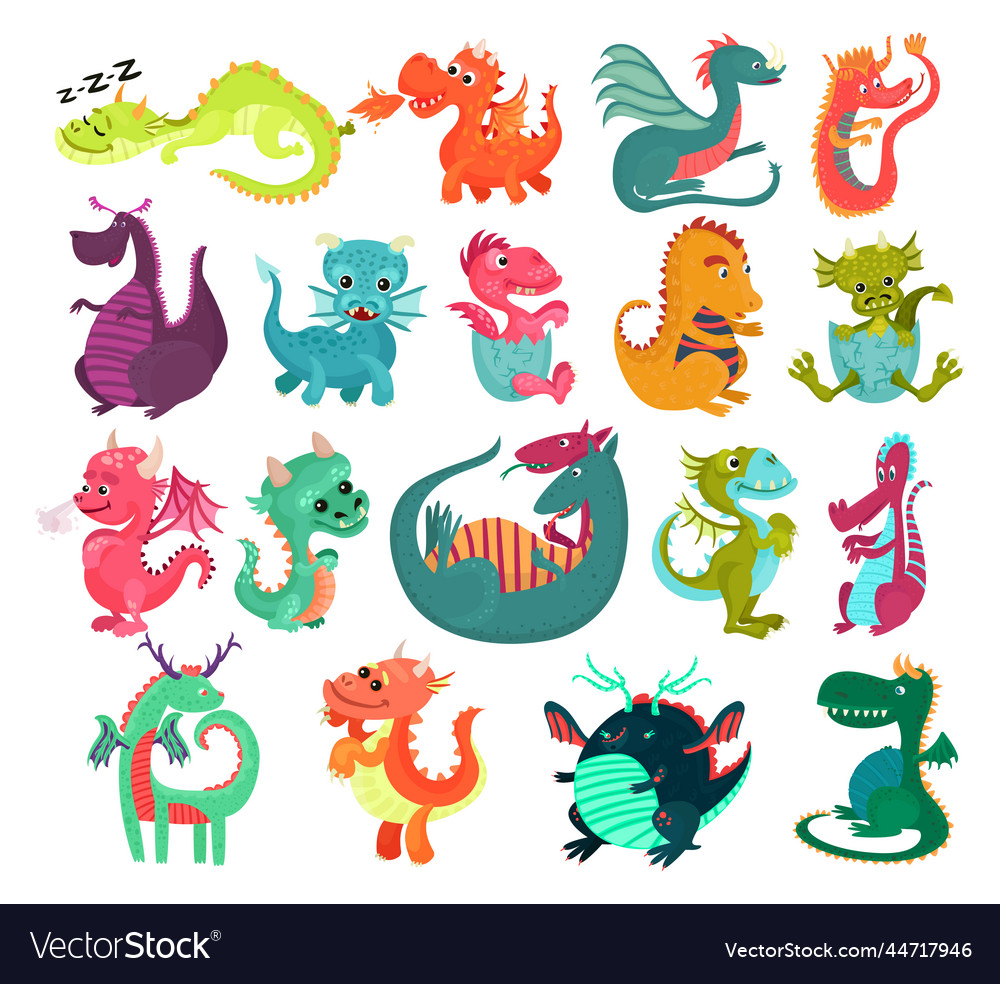 Little baby dragons as fairy winged creatures Vector Image