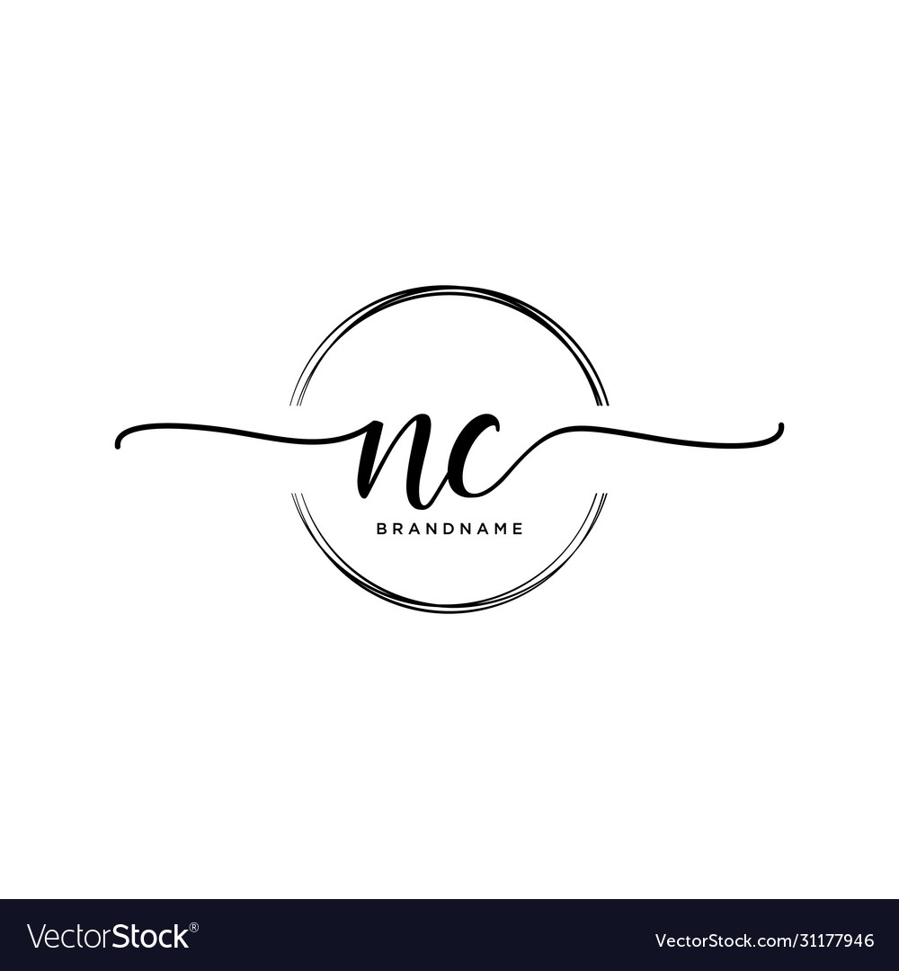Nc initial handwriting logo with circle template vector image Nc initial handwriting logo with circle template
