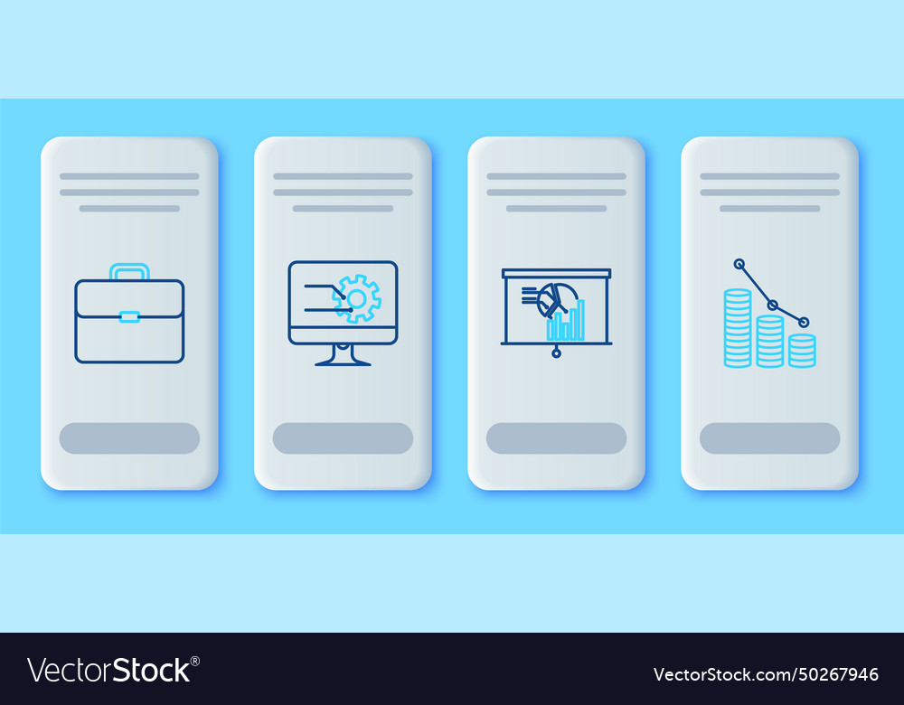 Set line computer monitor with graph chart board