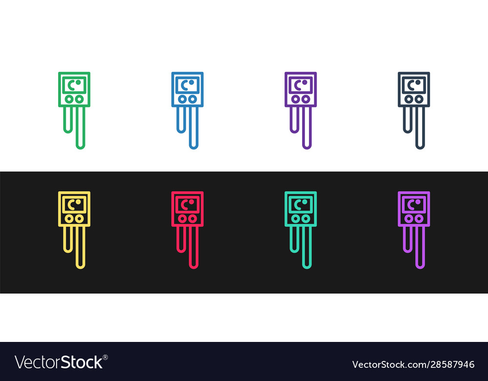 Set line temperature and humidity sensor icon vector image Set line temperature and humidity sensor icon