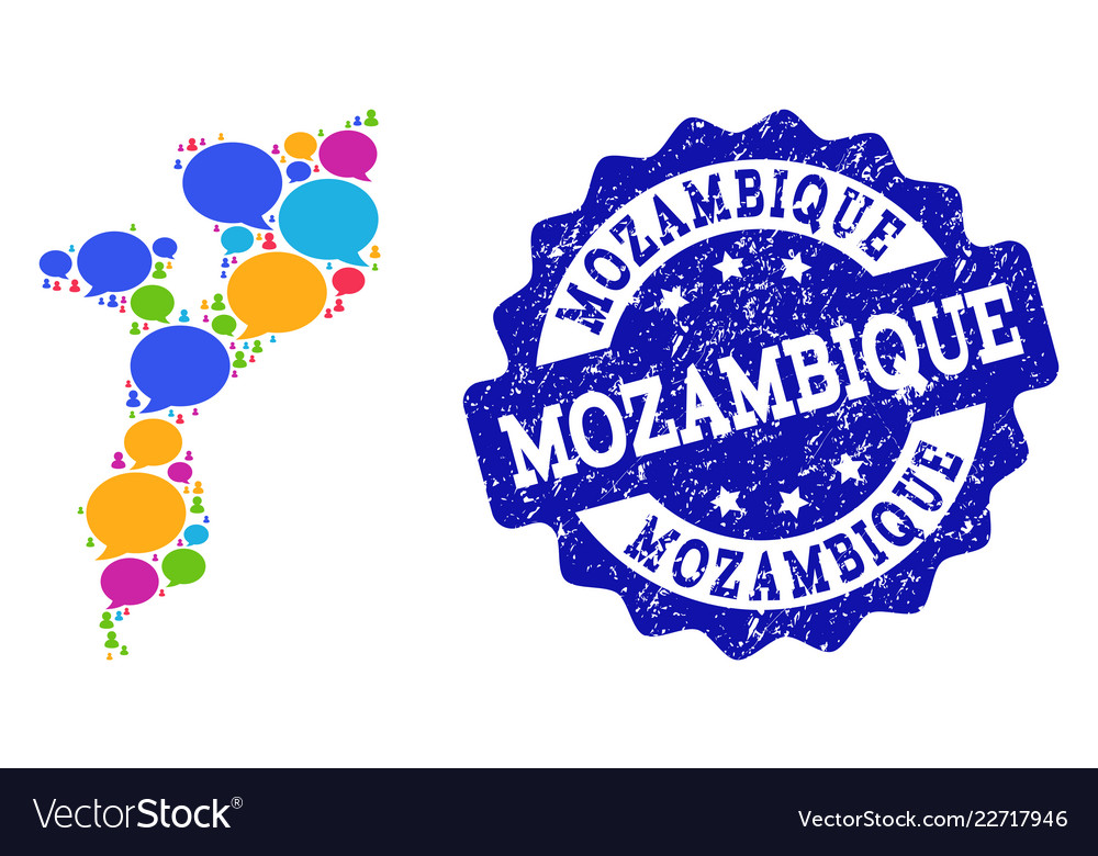 Social network map of mozambique with speech Vector Image