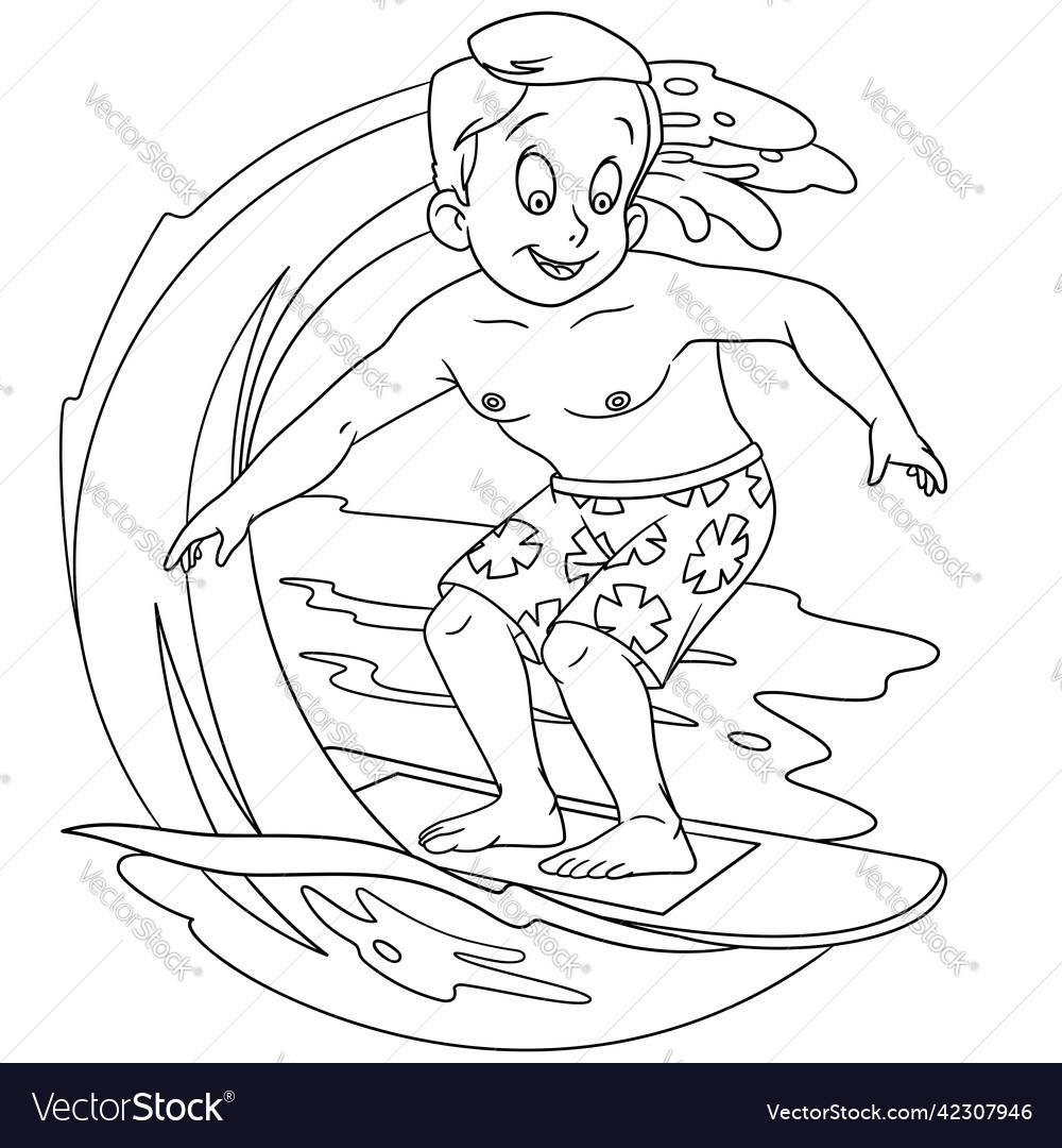 Surfer coloring page for kids