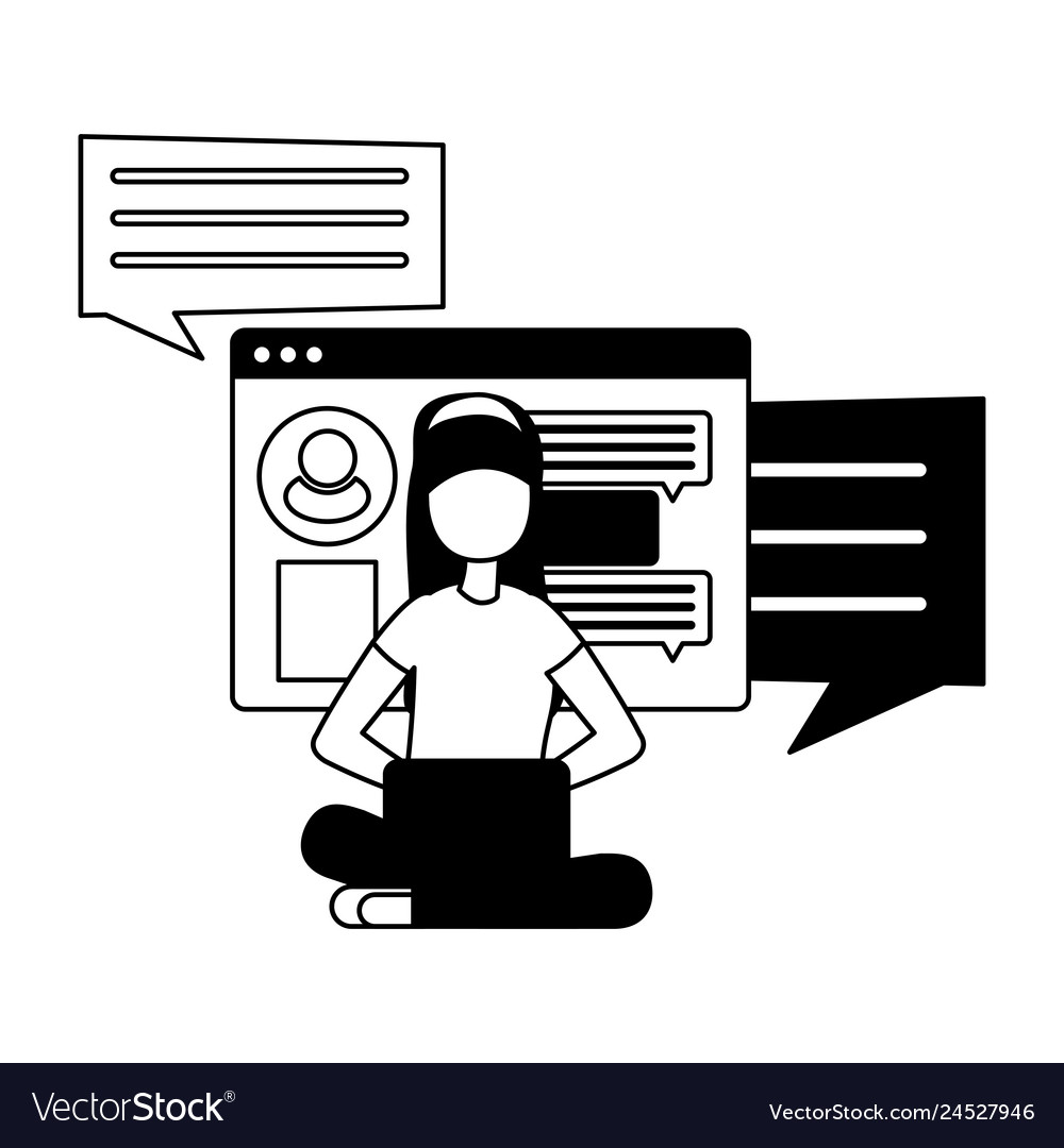 Woman with laptop computer avatar character Vector Image