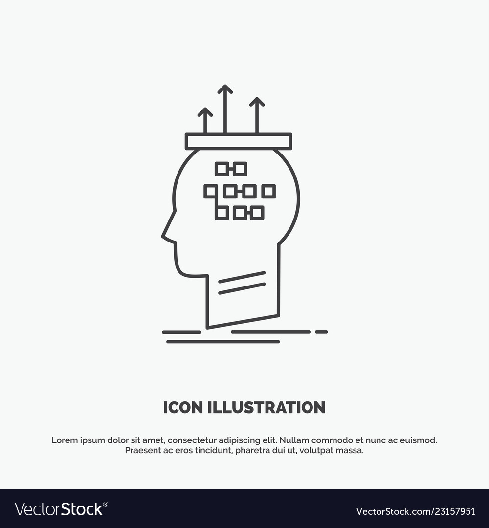 Algorithm brain conclusion process thinking icon vector image Algorithm brain conclusion process thinking icon