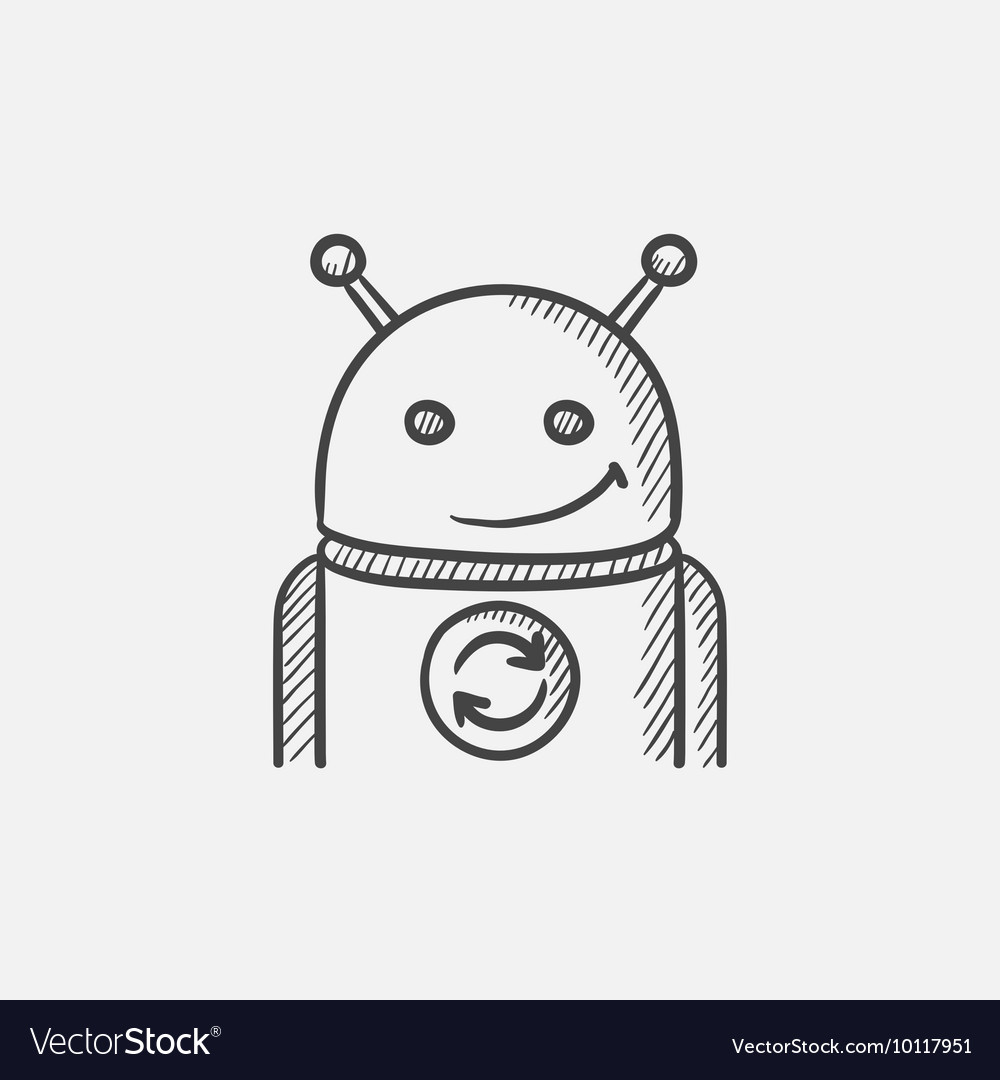 Android with refresh sign sketch icon