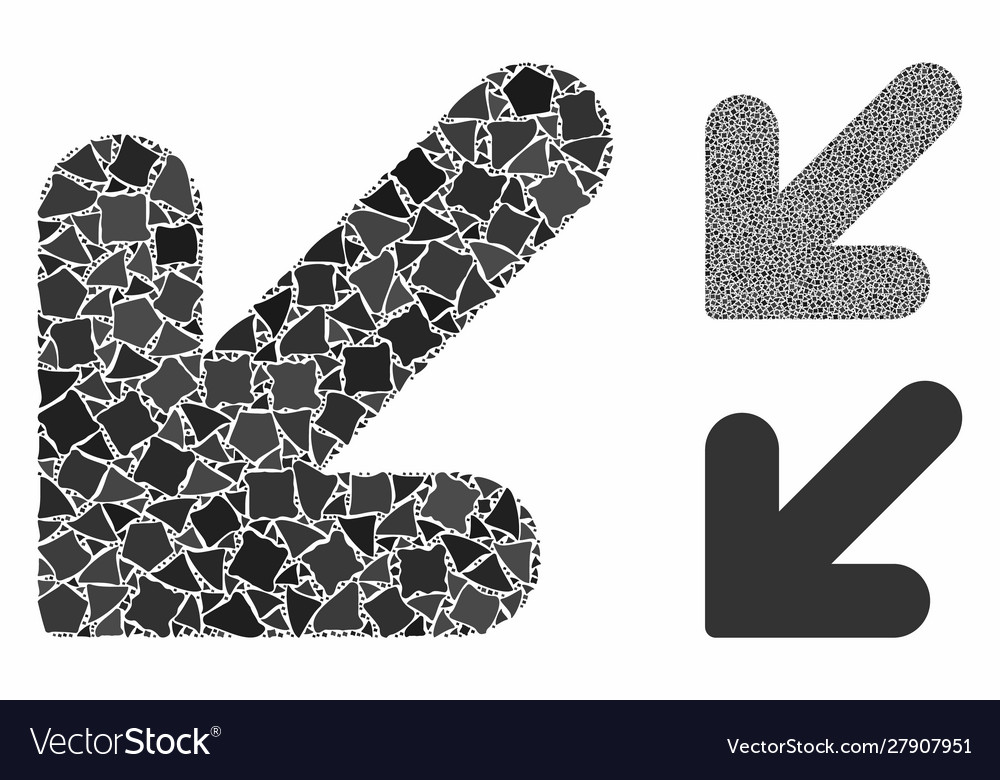 Arrow down left composition icon humpy pieces vector image Arrow down left composition icon humpy pieces