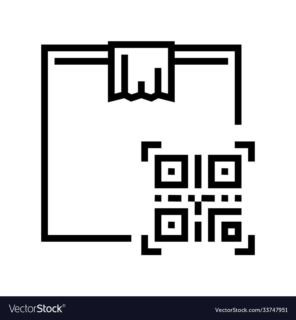 Box delivery individual qr code line icon